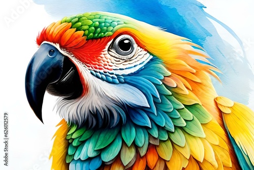 Multi color art image of a parrot with elegant eyes  By Generative AI technology