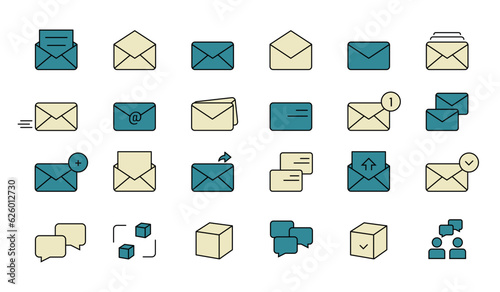 Communication Icons Set - Black Thin Line Vector Illustrations Isolated On White Background