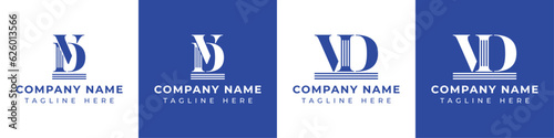 Letter DV and VD Pillar logo, suitable for business with VD or DV related to Pillar.