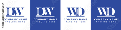 Letter DW and WD Pillar logo, suitable for business with WD or DW related to Pillar.
