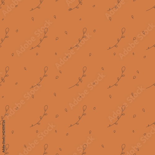 simple leaf pattern brown orange background