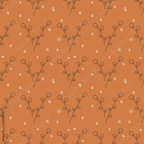 simple leaf pattern brown orange background