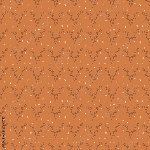 simple leaf pattern brown orange background