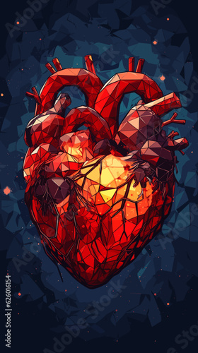 Fototapeta Naklejka Na Ścianę i Meble -  Red heart, abstract Vector