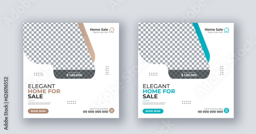 Business real estate social media post square flyer banner template
