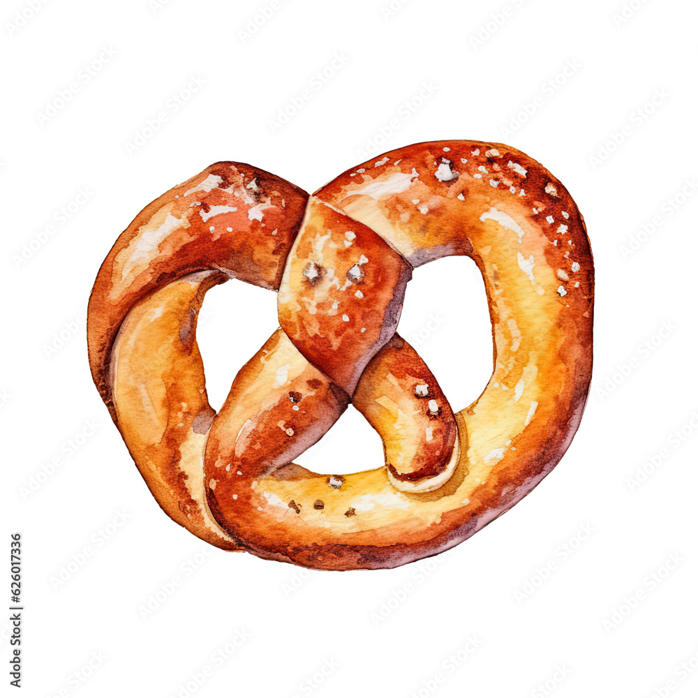 AI-Generated illustration of a Pretzel- Watercolor Style AI-Generated illustration of a Pretzel- Watercolor Style