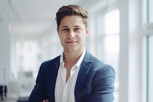 business meeting businessman man office portrait entrepreneur smart confident happy smiling businessperson startup creative start up generative ai