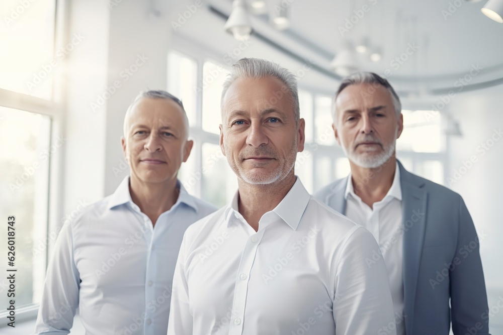 business businessman office mature meeting man portrait group teamwork success team coworker together corporate manager professional executive generative ai