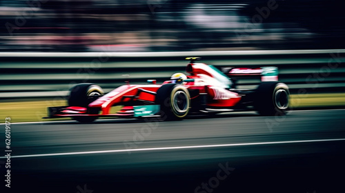 Formula 1 racing car in motion. Sport photography. Generative AI