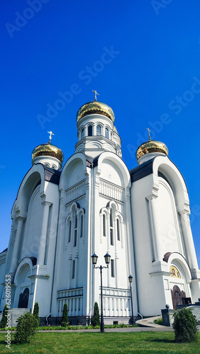 Church against the blue sky. Temple