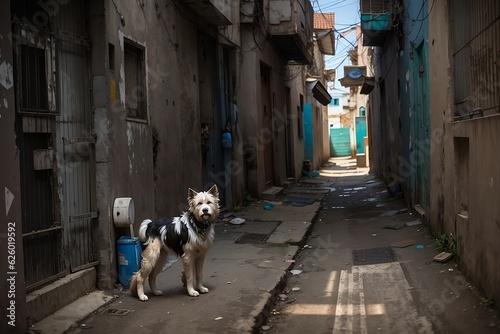 A little dog: Lost in alley: Street dog