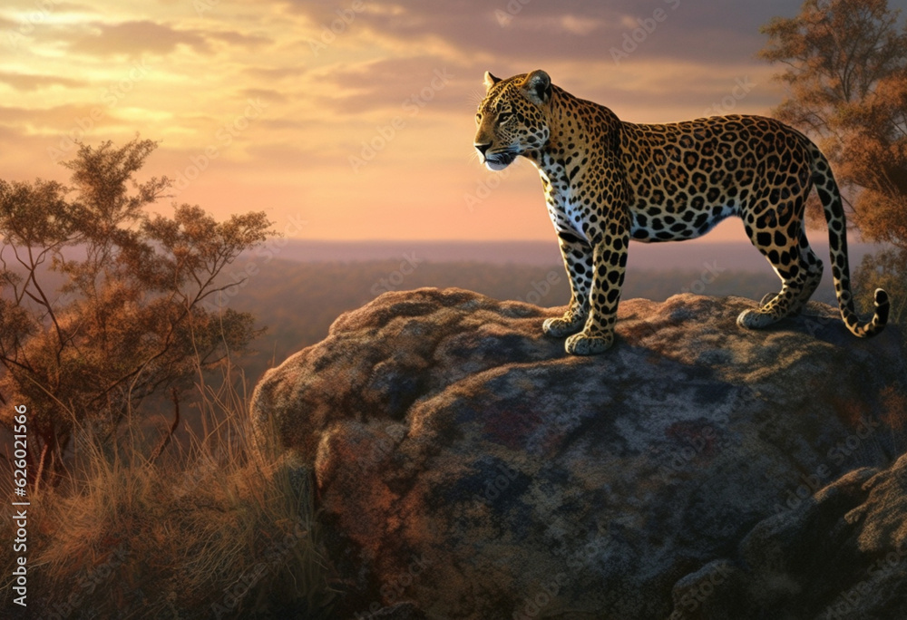 Obraz premium a cheetah on the wilderness, in the style of realistic depiction of light, light gold and orange