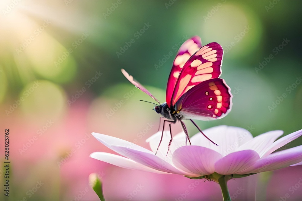 butterfly on flower generated with AI technology 