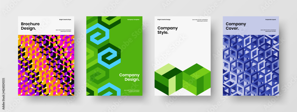 Fototapeta premium Simple mosaic tiles presentation concept collection. Amazing corporate identity design vector template bundle.