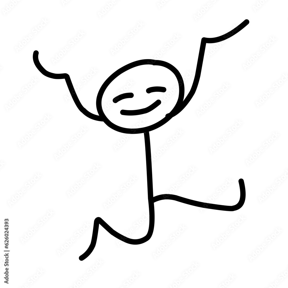 Obraz premium Happy Stick Man jumping And Celebrating.