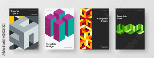 Amazing geometric tiles company cover illustration composition. Creative postcard vector design layout collection.