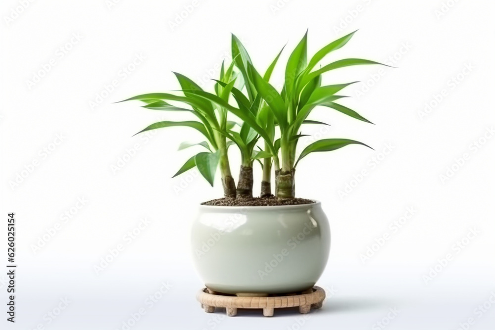 Lucky Bamboo Plant. Small bamboo in the pot. generative ai