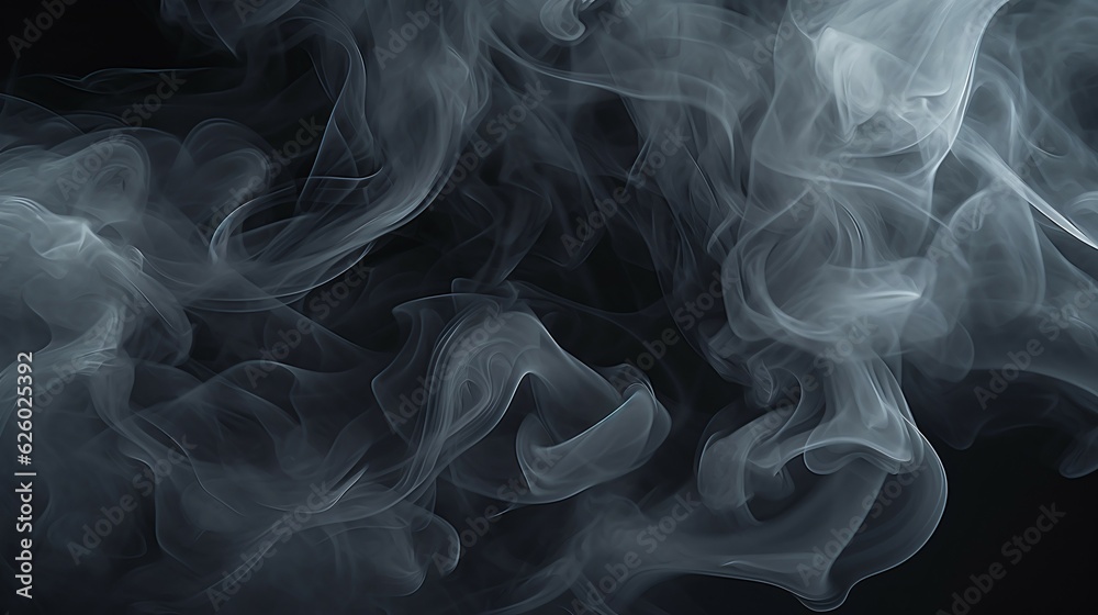 Obraz premium Swirling smoke with black background. Black and white theme Abstract wallpaper
