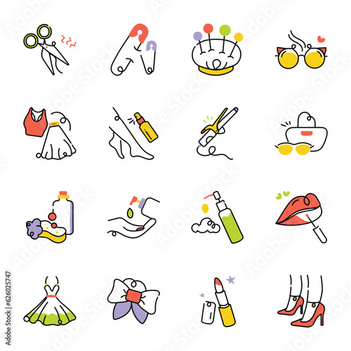 Pack of Fashion Accessories Hand Drawn Icons 

