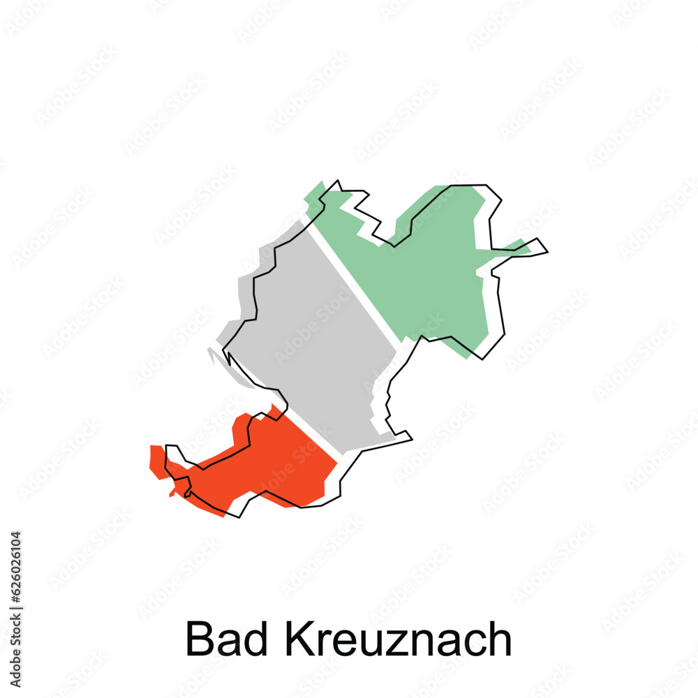 Bad Kreuznach City of Germany map vector illustration, vector template with outline graphic sketch style isolated on white background