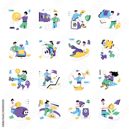 Pack of Business Analysis Flat Illustrations  


