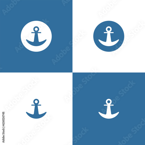 Anchor or sea port. Set of four monochrome icons