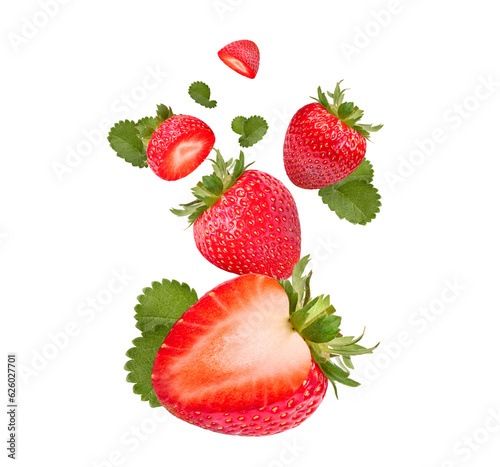 Strawberries with leaves png background