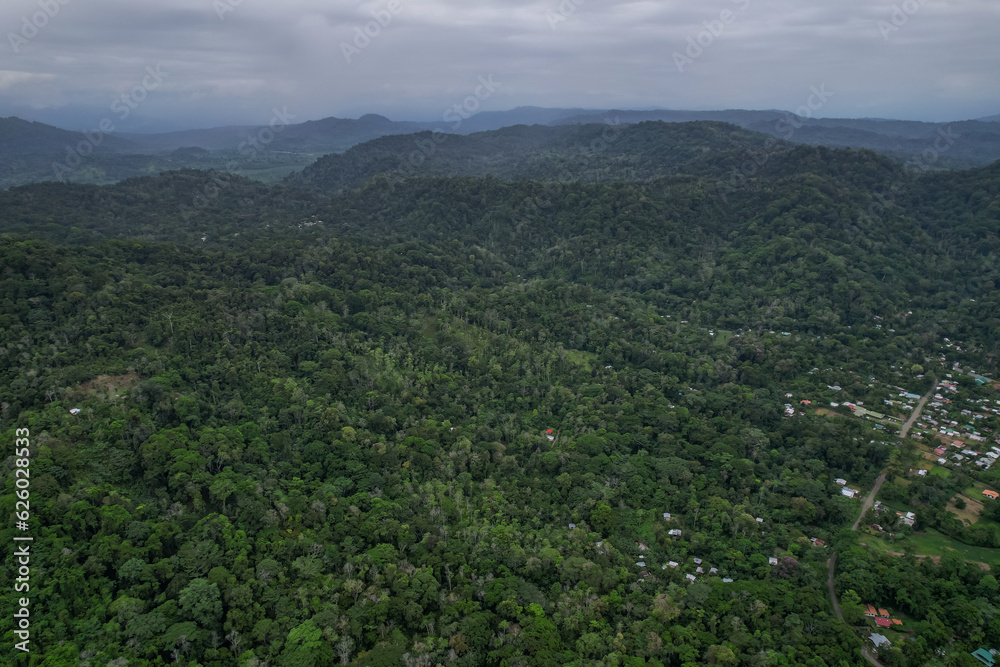 Beautiful aerial view of the Costa Rica Rainforest in the Talamanca Region