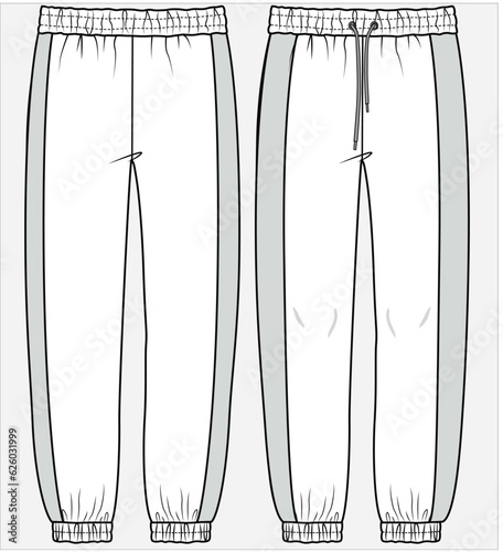 ACTIVE SPORTY CUT AND SEW LEATHER PANEL JOGGERS PERFORMANCE WEAR  DESIGNED FOR WOMEN AND TEEN GIRLS AND KID GIRLS IN EDITABLE FILE