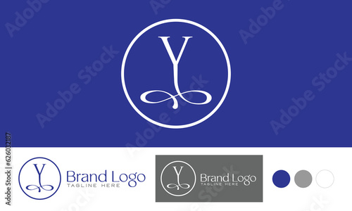 Elegant letter Y logo decorated with curved lines suitable for fashion, boutique, art, creative brands with logo variations for branding designs