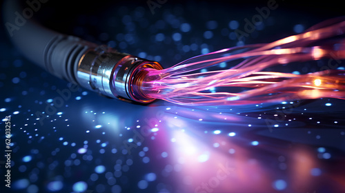 fiber optic communication cable, fiber optic fiber background - Generative AI photo