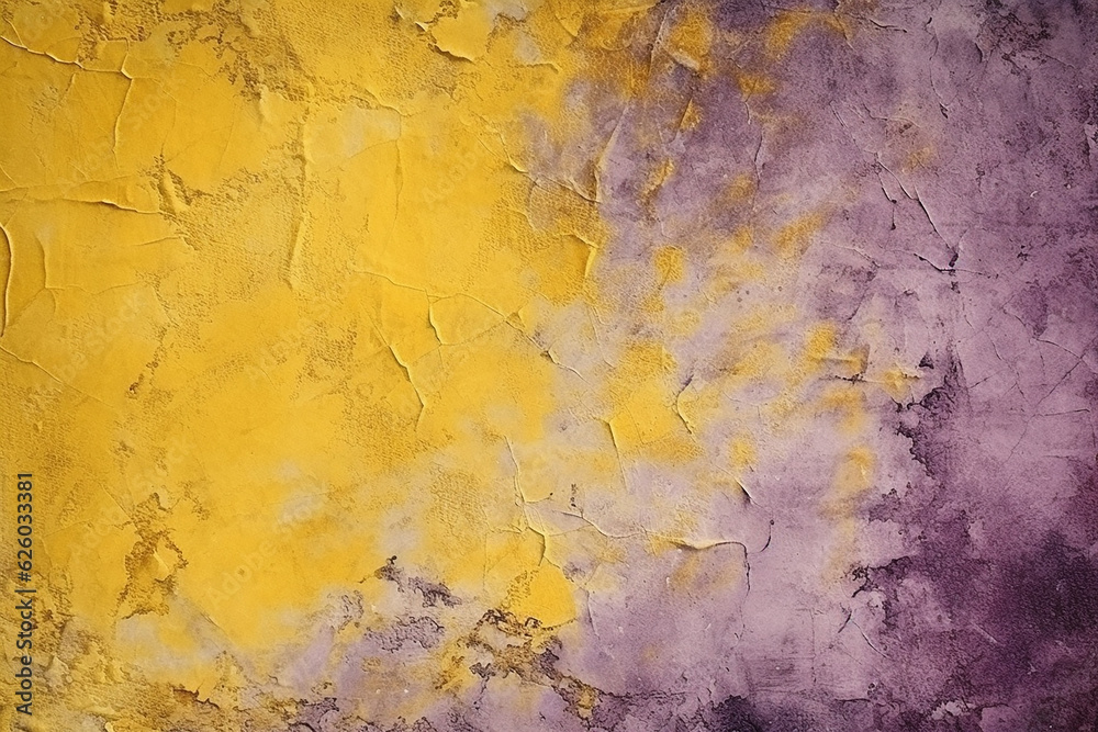 yellow and purple grunge painted wall background