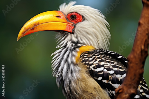 Yellow-billed hornbill close up