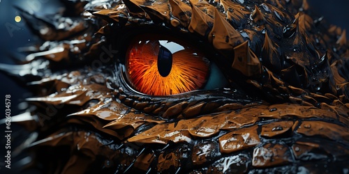 AI Generated. AI Generative. Myth fantasy dragon eye. Macro close up illustration decoration graphic art. Graphic Art
