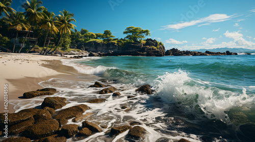 Tropical scenes from Latin American beach destination. Colombia. South American Travel Landscape.