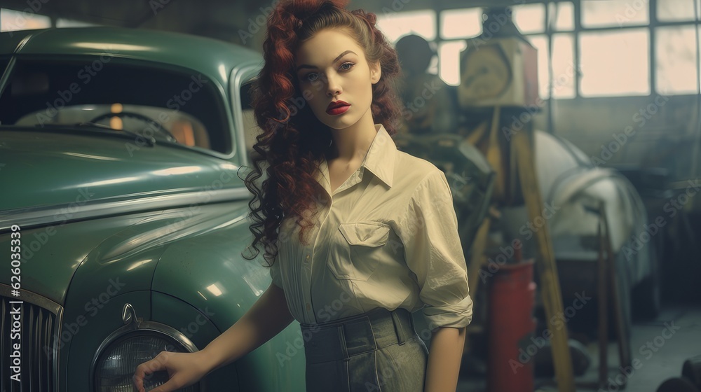 Fototapeta premium portrait of a female auto mechanic