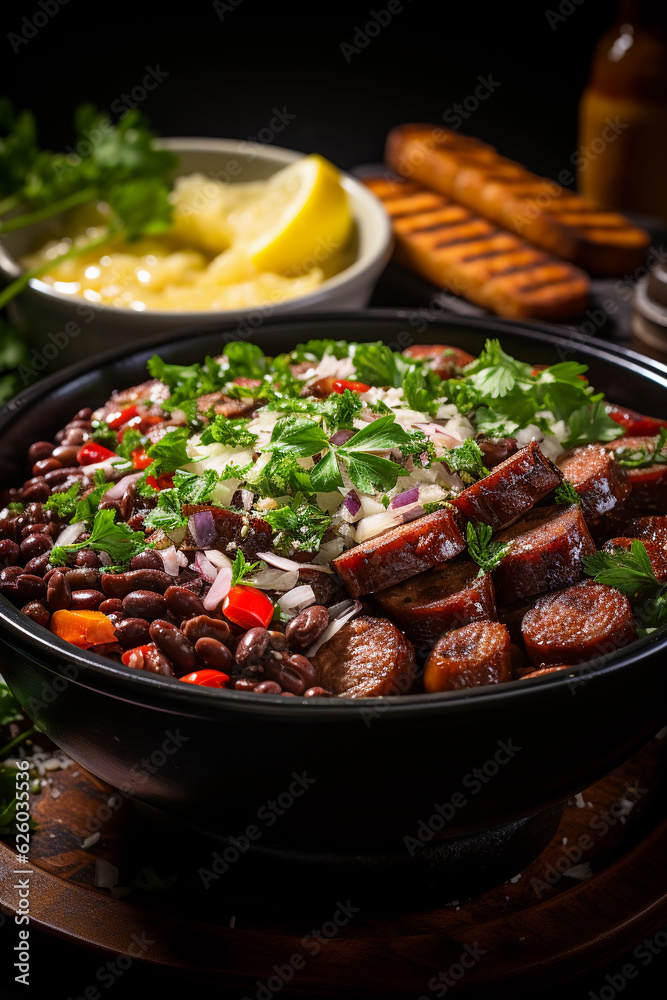 vertical shot of brazilian feijoada, traditional brazil food cuisine