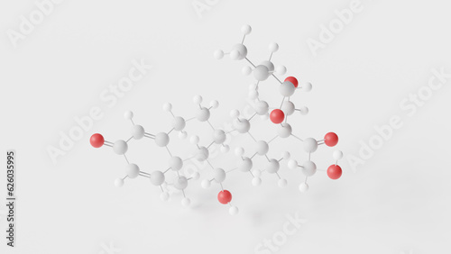 budesonide molecule 3d, molecular structure, ball and stick model, structural chemical formula adrenals