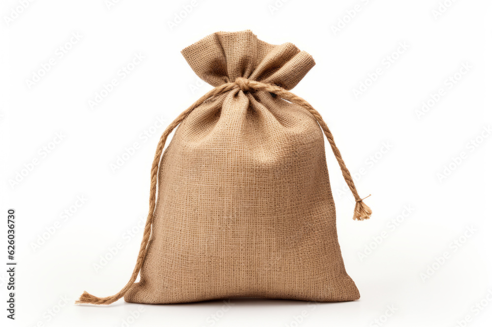 Bag from a sacking isolated on a white background. Generated AI Bag from a sacking isolated on a white background. Generated AI