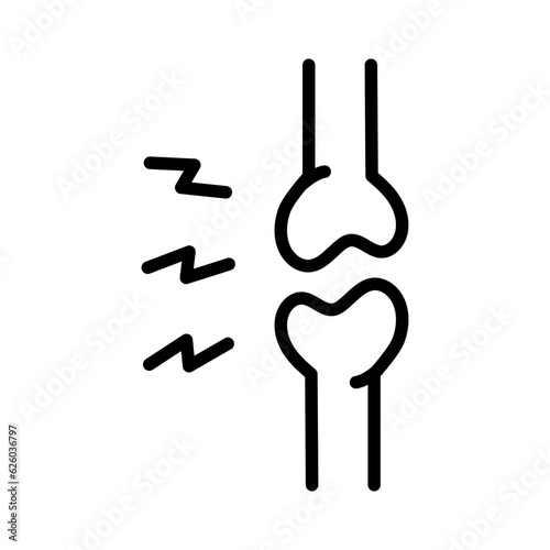 Arthritis outline icon. Joint pain, rheumatism, knee joint injury. Body aches concept. For health, medicine, anatomy. Linear style illustration