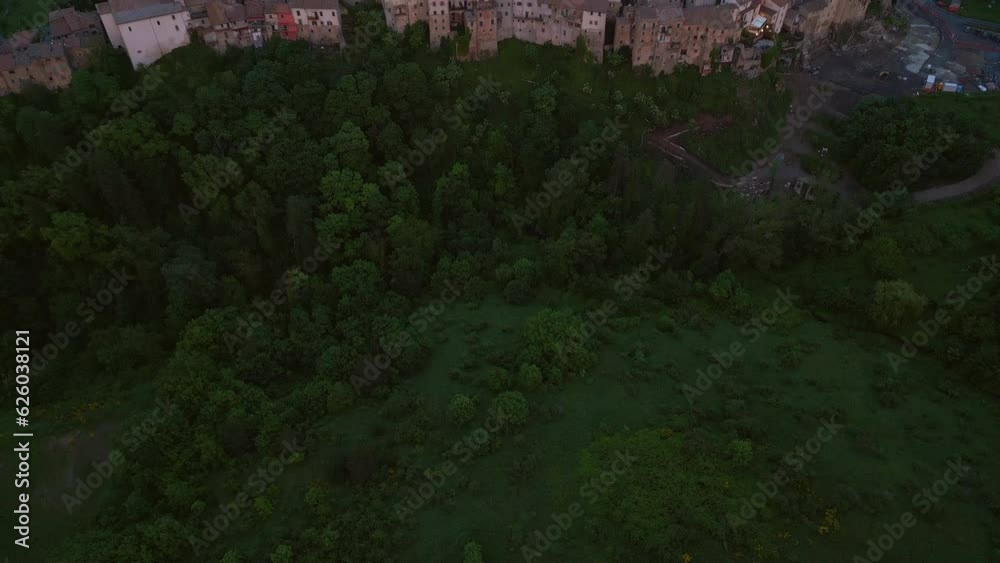 Arcidosso old italian town at sunset Aerial view Italy Arcidosso old italian town at sunset Aerial view Italy