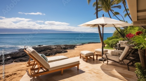 Beachfront villa with a private cabana and direct access to the white sands of Wailea Beach in Maui  Hawaii