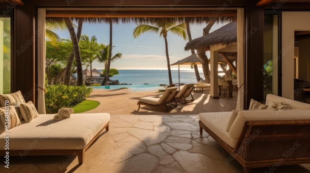 Beachfront villa with a private cabana and direct access to the white sands of Wailea Beach in Maui, Hawaii