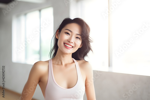 asian fitness model smile 