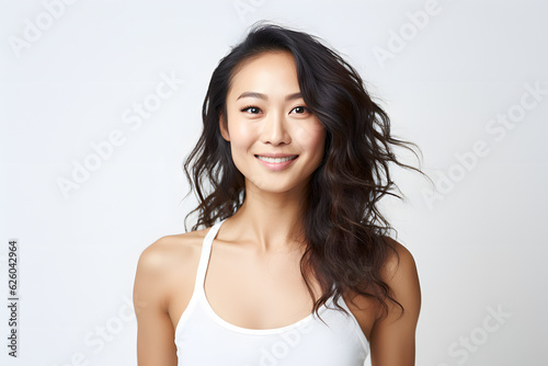 asian woman fitness model smile wellbeing and active lifestyle