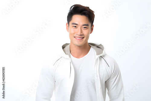 asian male fitness model wearing sportswear smile wellbeing