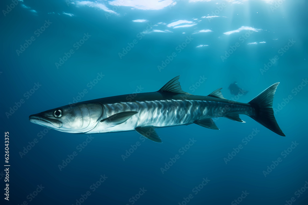 Barracuda - Found in tropical and subtropical waters around the world, are commonly used in Caribbean and Latin American cuisine and have a firm, meaty texture (Generative AI) Barracuda - Found in tropical and subtropical waters around the world, are commonly used in Caribbean and Latin American cuisine and have a firm, meaty texture (Generative AI)