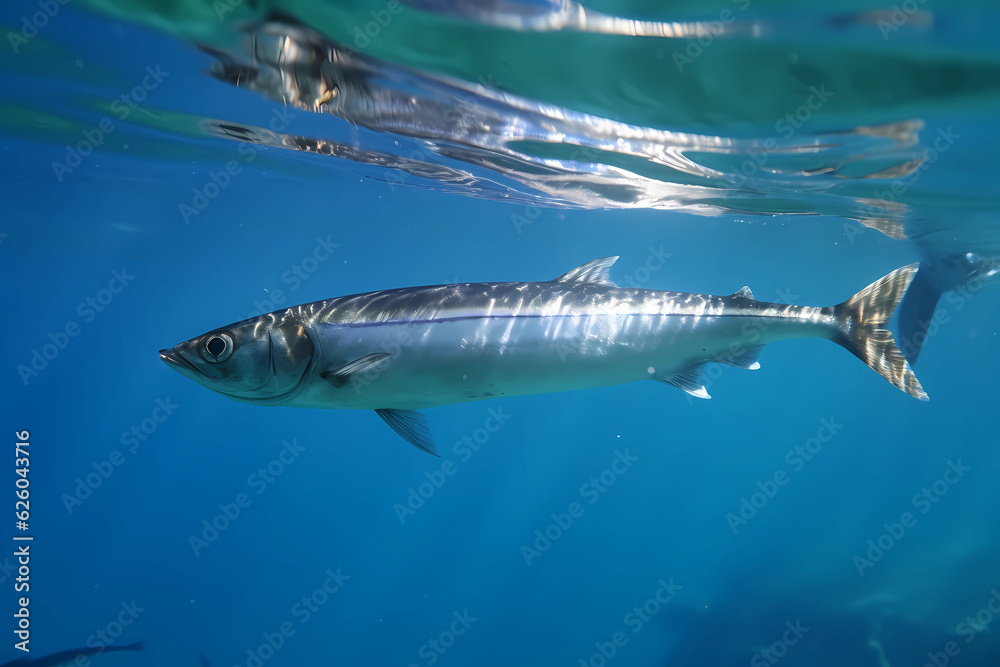 Saury - Found in the North Pacific, are commonly used in Japanese cuisine and have a firm, oily texture (Generative AI) Saury - Found in the North Pacific, are commonly used in Japanese cuisine and have a firm, oily texture (Generative AI)