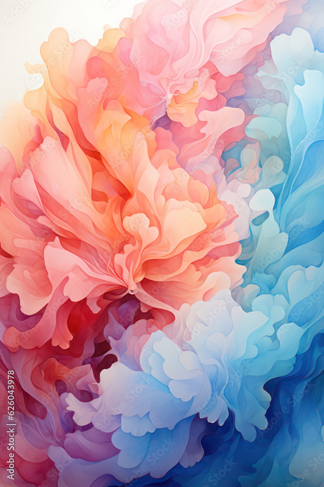 Obraz premium Watercolor abstract colorful background, flowers, vertical background. AI generative.