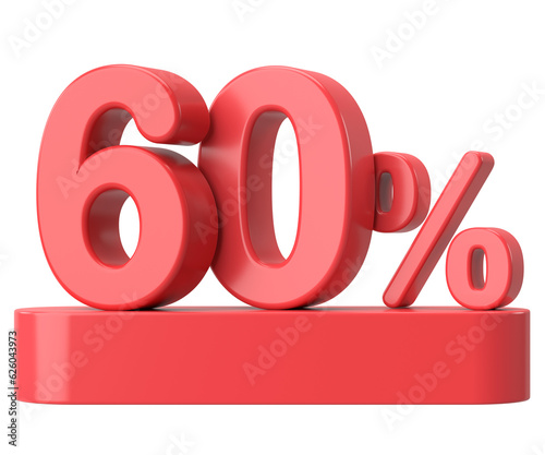 3D sixty percent sale. 60% sale. Sale decoration. photo